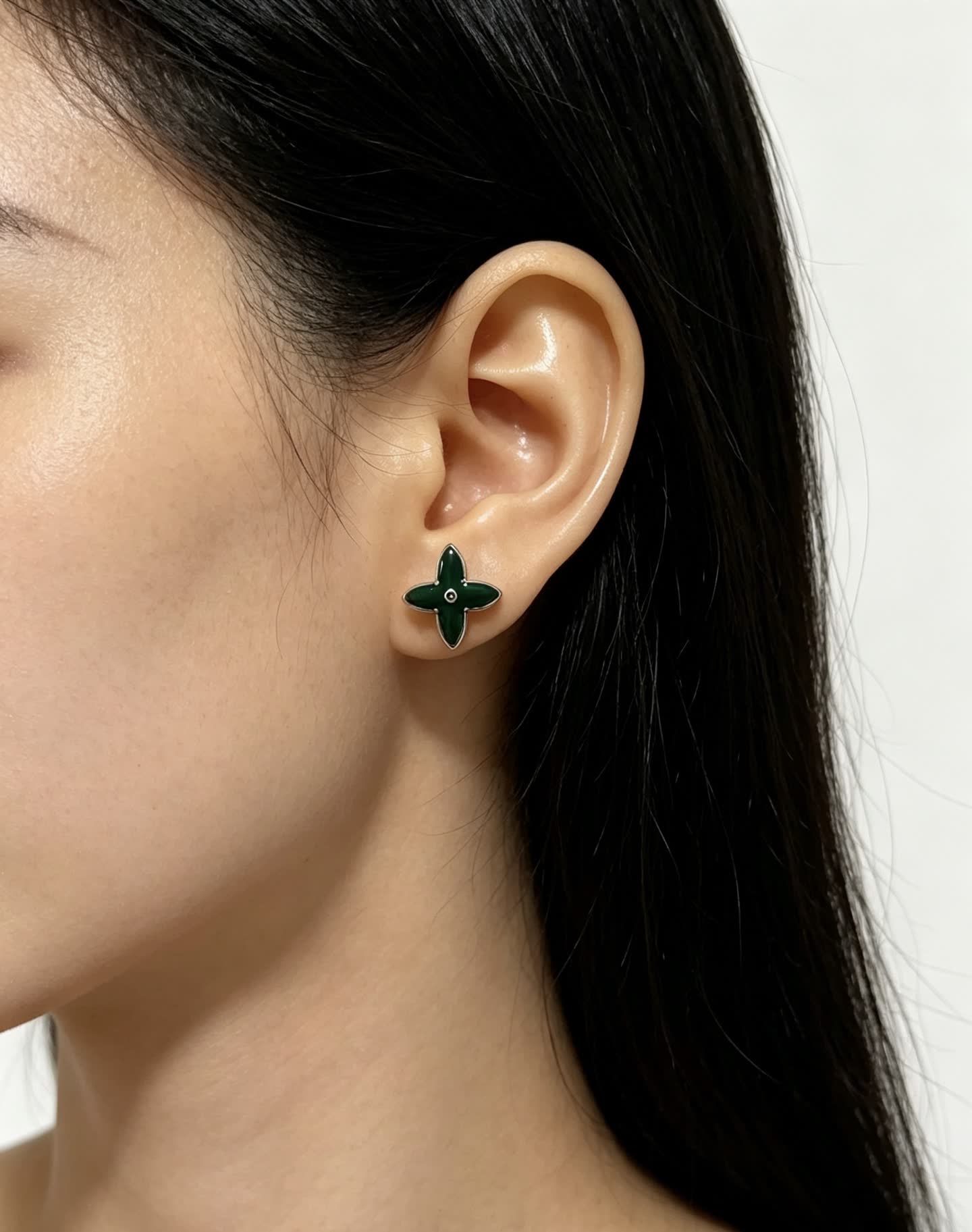 Louis Vuitton Green Enamel Earrings
